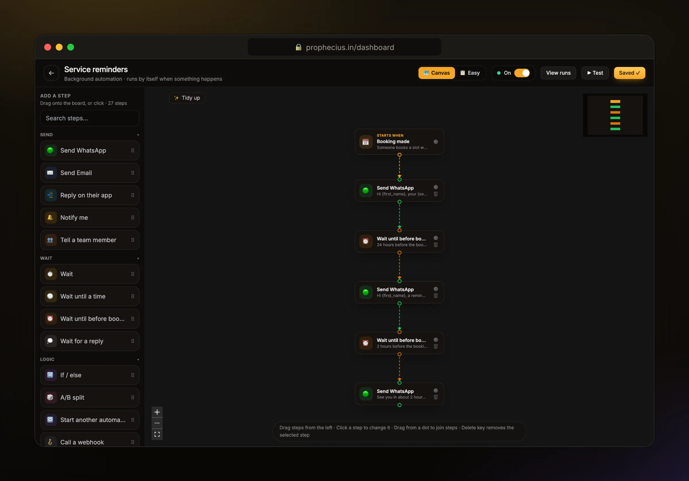 An Ora automation that sends service reminders